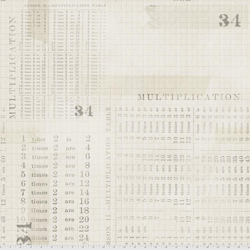 Tim Holtz - Electric Elements - Multiplication Table PWTH106.PARCHMENT - Half Yard - Modern Fabric Shoppe