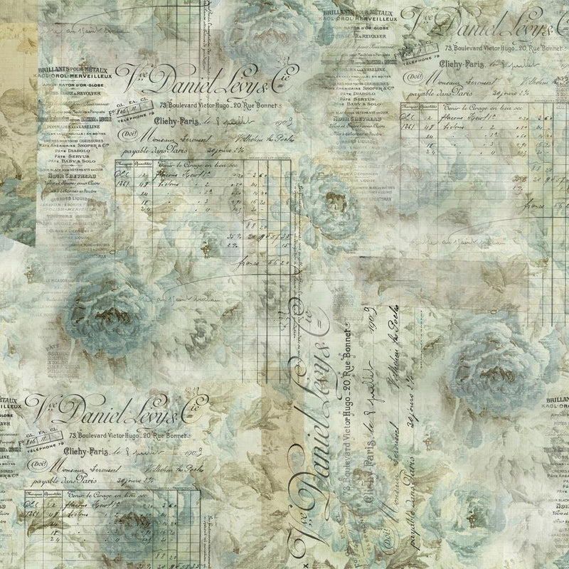 Tim Holtz - Electric Elements - Receipt PWTH102.AQUA - Half Yard - Modern Fabric Shoppe
