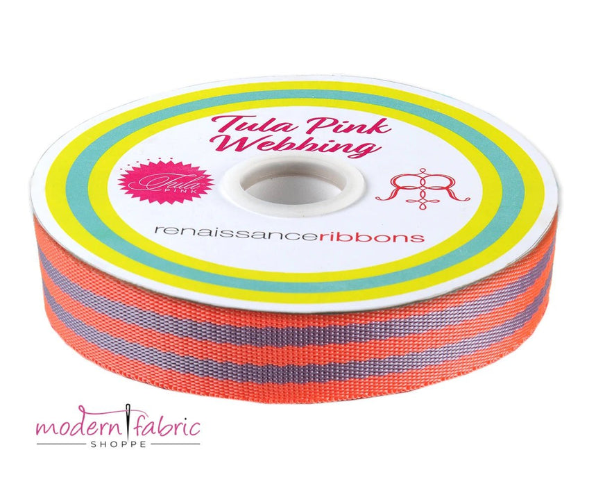 Tula Pink Webbing 1" (25mm) wide, Lavender and Pink