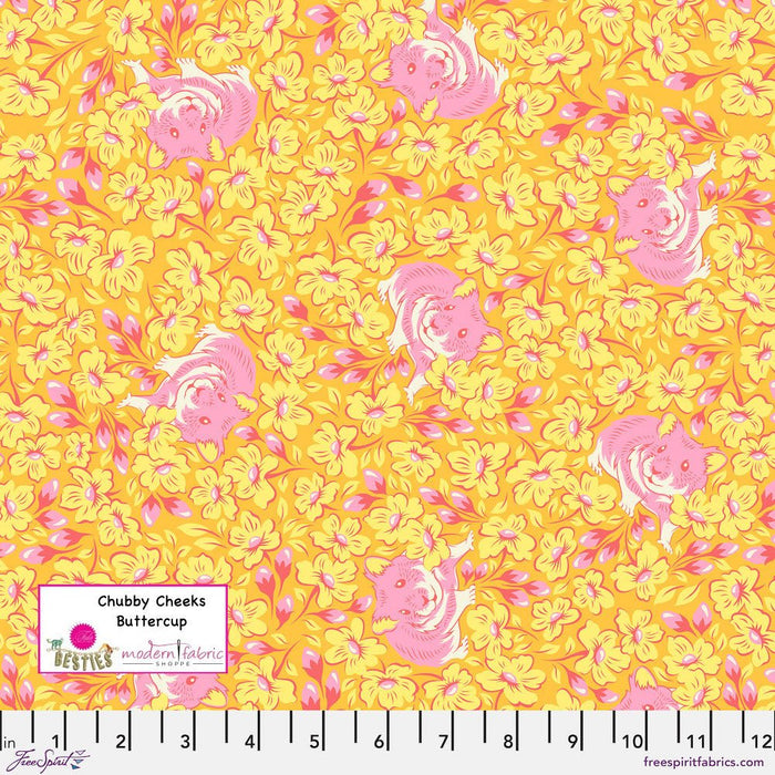 Tula Pink Besties- Chubby Cheeks PWTP218.BUTTERCUP- Half Yard - Modern Fabric Shoppe