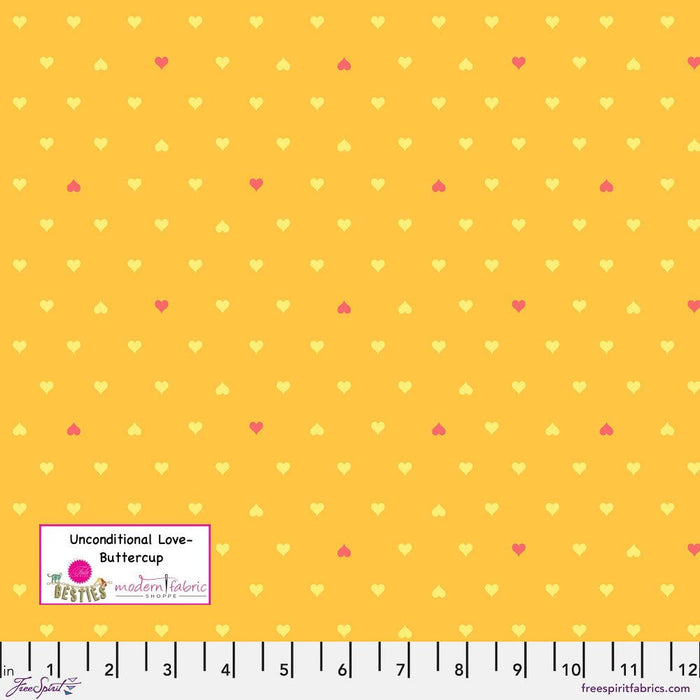 Tula Pink Besties- Unconditional Love PWTP221.BUTTERCUP- Half Yard - Modern Fabric Shoppe