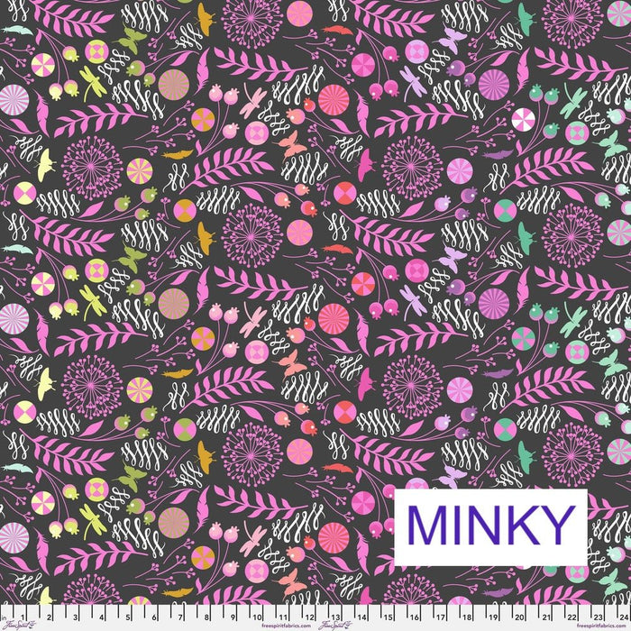 Tula Pink Prince Charming Deja Vu - MINKY Dandelion MKTP014.LICORICE - Half Yard - Modern Fabric Shoppe