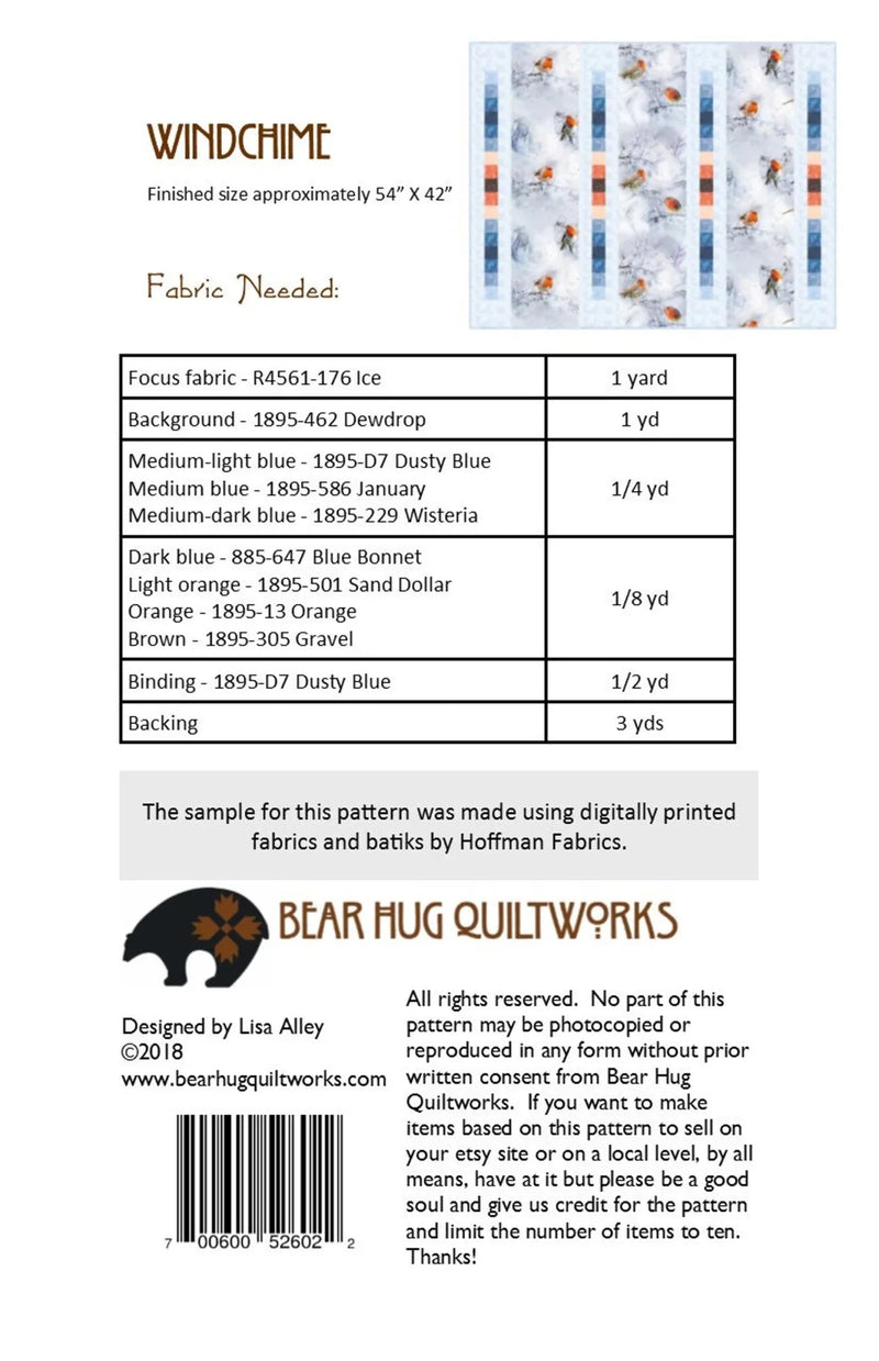 Windchime Quilt Pattern Bear Hugs Quiltworks - Modern Fabric Shoppe