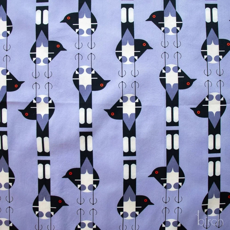 Woodland Wonders by Charley Harper- Spotted Tail Blackbird CH-464 Lavender Half Yard- August 2026 - Modern Fabric Shoppe