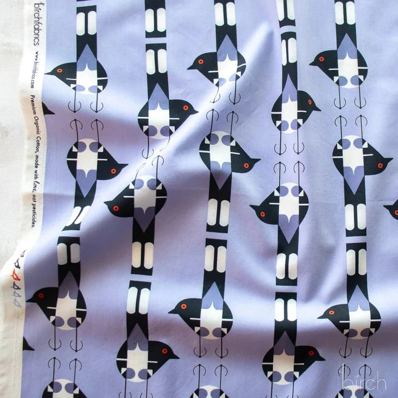Woodland Wonders by Charley Harper- Spotted Tail Blackbird CH-464 Lavender Half Yard- August 2026 - Modern Fabric Shoppe